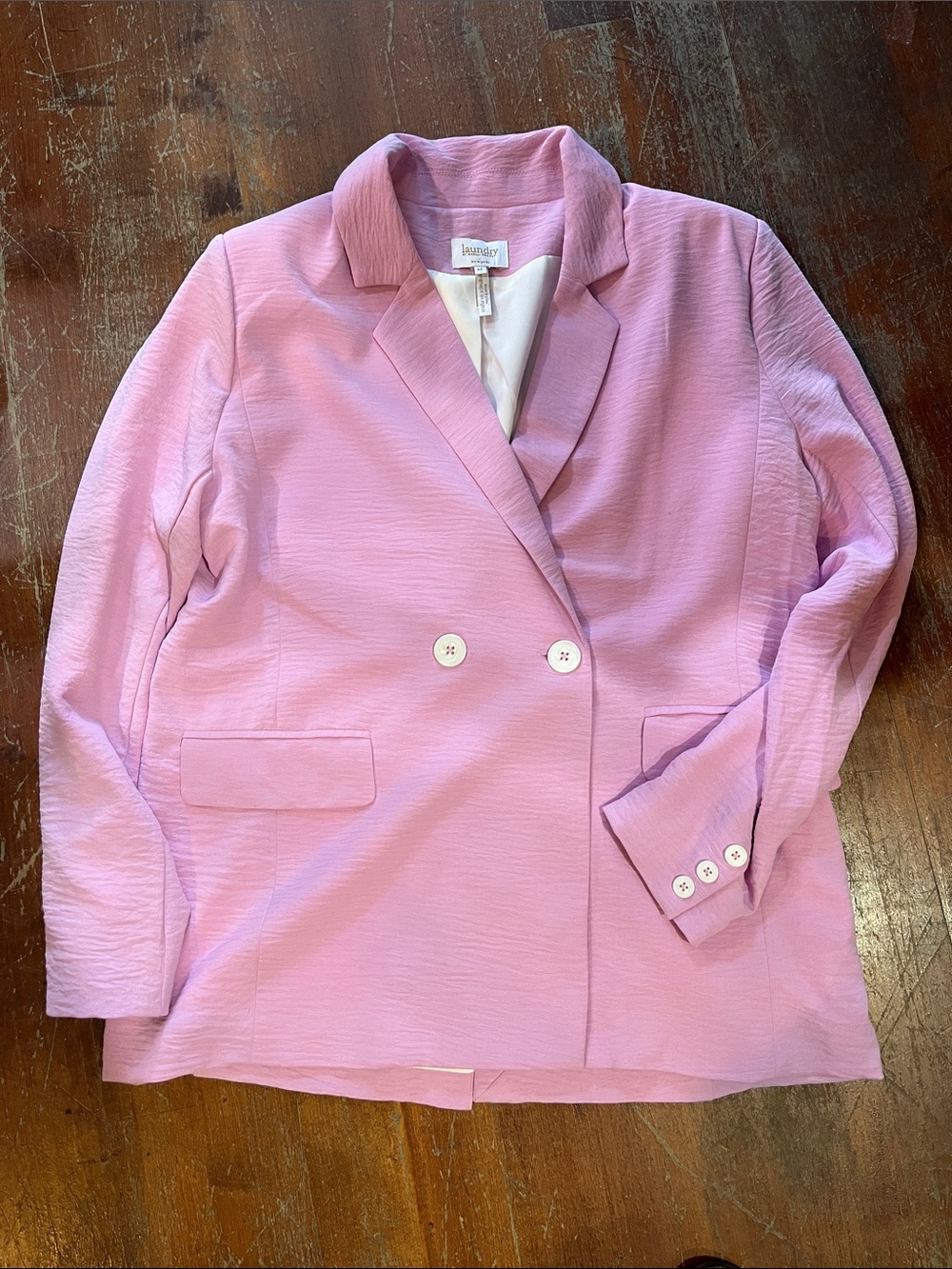 Laundry By Shelli Segal Dusty Pink/Lilac Double-Breasted Blazer